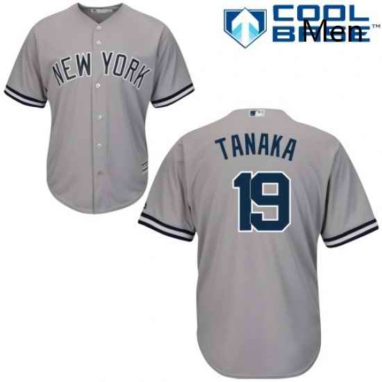 Mens Majestic New York Yankees 19 Masahiro Tanaka Replica Grey Road MLB Jersey
